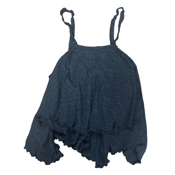 Free People Laguna Thermal Button Front Tank Top Black Size M Boho Cottagecore - Picture 2 of 3